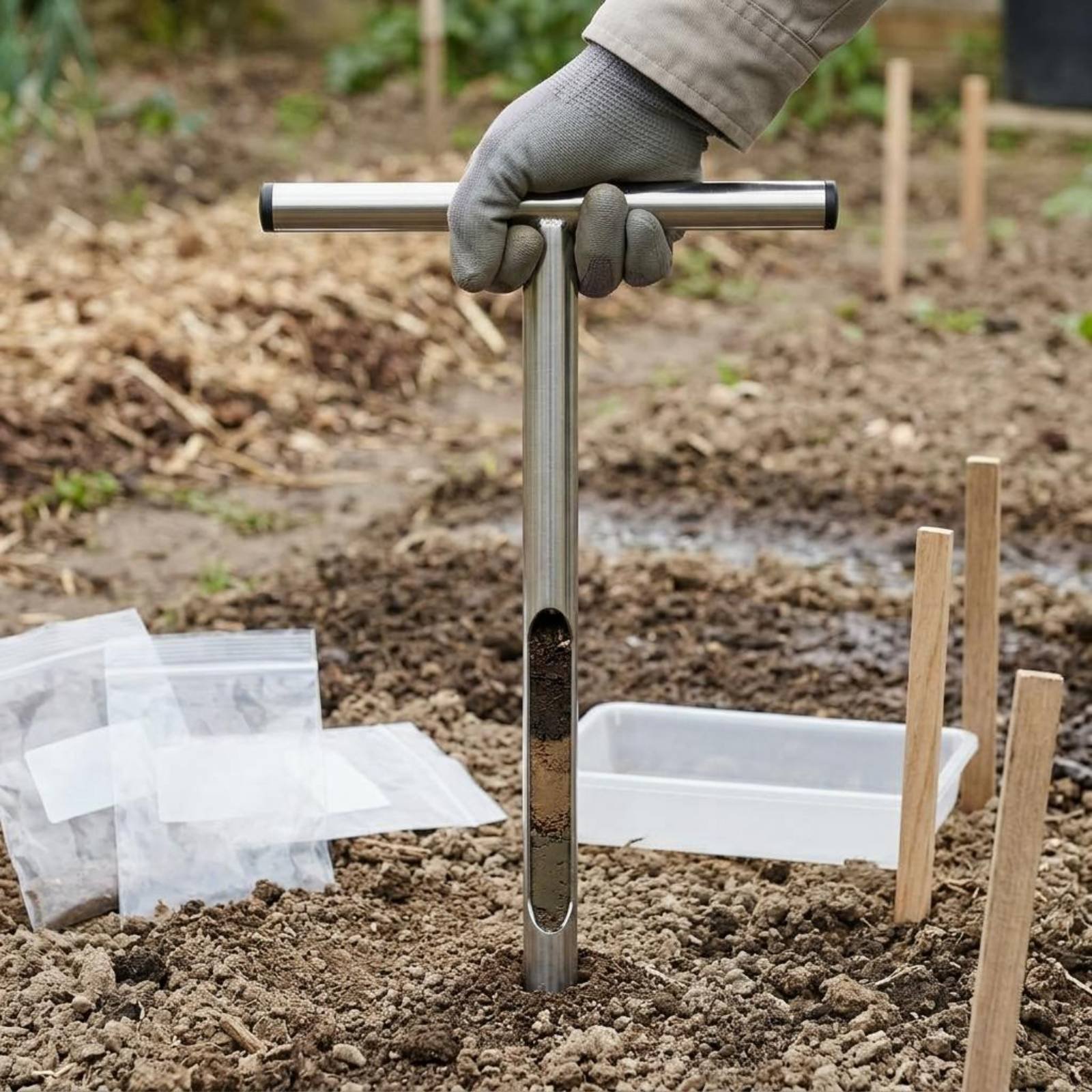 Gardening Tools And Uses - أداة أخذ عينات التربة من الفولاذ