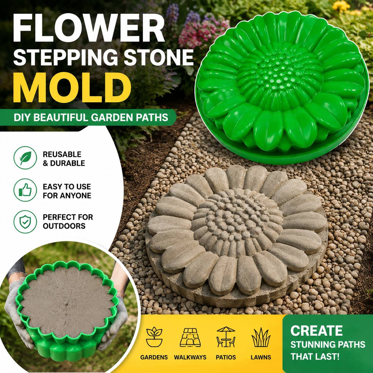 مجموعة قوالب حجرية على شكل زهر - مراجعة Gardening Tools Gifts وسعره