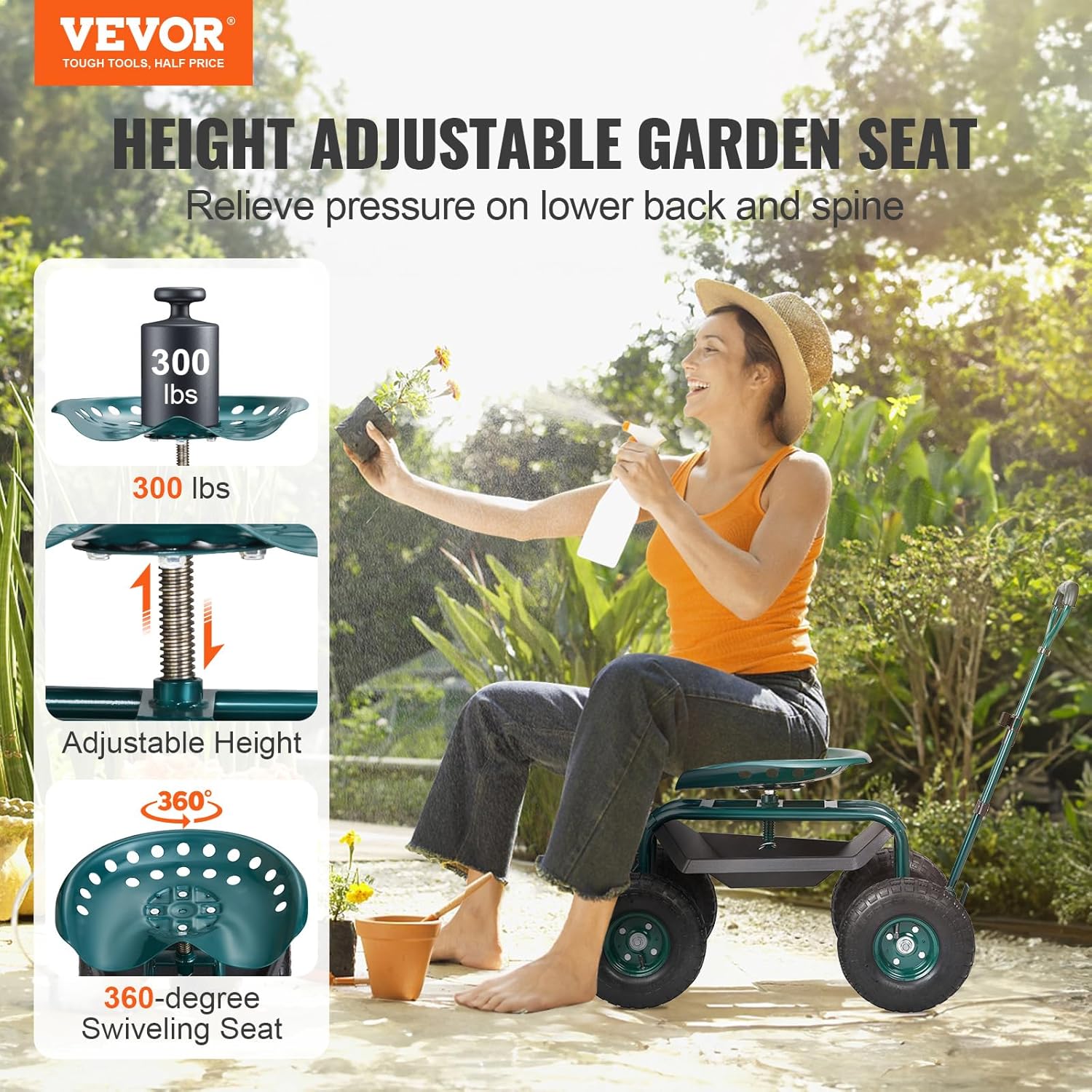 عربة حديقة متحركة مع مقعد عمل  - مراجعة Gardening Tools And Uses وسعره